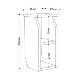 Decortie Tena Modern Slim Side Table 30Cm Storage Multipurpose White Living Room H 63Cm - thumbnail 3