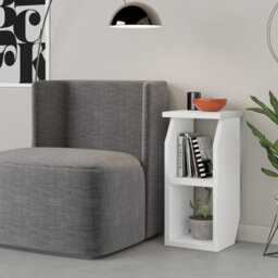 Decortie Tena Modern Slim Side Table 30Cm Storage Multipurpose White Living Room H 63Cm - thumbnail 5