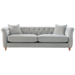 Furnishings For Less UK Elsie Velvet Chesterfield Plush Velvet Chalk 3 Seater Sofa