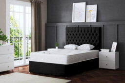 DS Living Seraphine Black Upholstered Divan Bed With Headboard And Two Drawers Double - thumbnail 2