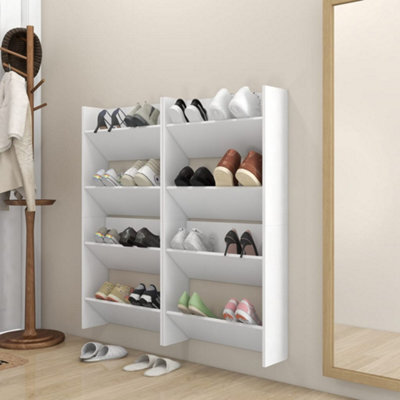 Vidaxl Wall Shoe Cabinets 4 Pcs White 60X18X60 Cm Engineered Wood - image 1