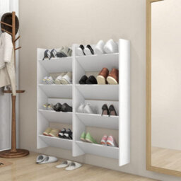 Vidaxl Wall Shoe Cabinets 4 Pcs White 60X18X60 Cm Engineered Wood - thumbnail 1