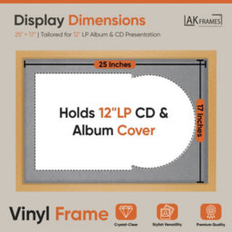 "AK Frames 25X17"" Country Pine Modern Vinyl Record Frame With Mid Grey Mount For 12 Inch Lp Cover & Disc - Overlapped Design" - thumbnail 2