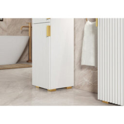 Creative Furniture Livia Tall Bathroom Storage Cabinet 175Cm - White Fluted Doors & Gold Handles - thumbnail 6