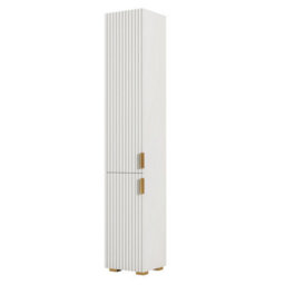 Creative Furniture Livia Tall Bathroom Storage Cabinet 175Cm - White Fluted Doors & Gold Handles - thumbnail 9