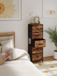 LEDREM Drawer Storage Unit, Chest Of Drawers For Bedroom, Closet, 5 Fabric Drawers, Rustic Brown And Black - thumbnail 6