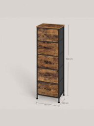LEDREM Drawer Storage Unit, Chest Of Drawers For Bedroom, Closet, 5 Fabric Drawers, Rustic Brown And Black - thumbnail 4