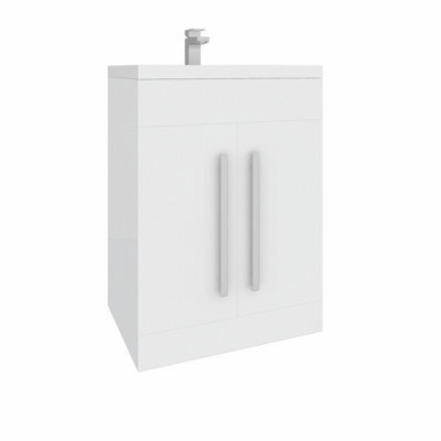 Rinse Bathrooms 600mm Floor Standing Vanity Unit With Basin Sink Cabinet Unit Bathroom Storage Units White Painting Flat Pack - image 1