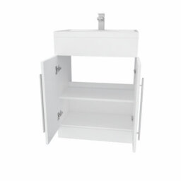 Rinse Bathrooms 600mm Floor Standing Vanity Unit With Basin Sink Cabinet Unit Bathroom Storage Units White Painting Flat Pack - thumbnail 4