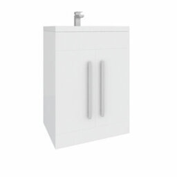 Rinse Bathrooms 600mm Floor Standing Vanity Unit With Basin Sink Cabinet Unit Bathroom Storage Units White Painting Flat Pack
