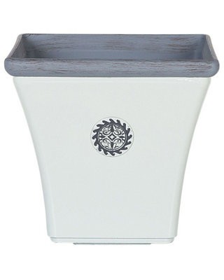 Beliani All-Weather White Square Planter 37 X 35 Cm Uv-Resistant - Mediterranean Finish - image 1