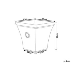 Beliani All-Weather White Square Planter 37 X 35 Cm Uv-Resistant - Mediterranean Finish - thumbnail 4
