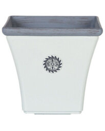 Beliani All-Weather White Square Planter 37 X 35 Cm Uv-Resistant - Mediterranean Finish - thumbnail 1
