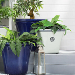 Beliani All-Weather White Square Planter 37 X 35 Cm Uv-Resistant - Mediterranean Finish - thumbnail 2