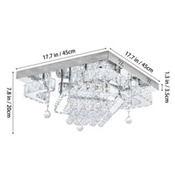 Living And Home 50W Chrome Led Crystal Ceiling Light, White Light For Living Room Or Bedroom - thumbnail 5
