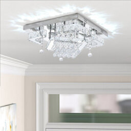 Living And Home 50W Chrome Led Crystal Ceiling Light, White Light For Living Room Or Bedroom - thumbnail 4