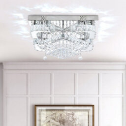 Living And Home 50W Chrome Led Crystal Ceiling Light, White Light For Living Room Or Bedroom - thumbnail 3