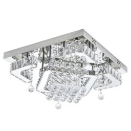 Living And Home 50W Chrome Led Crystal Ceiling Light, White Light For Living Room Or Bedroom - thumbnail 2