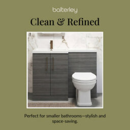 Balterley Left-Hand Bathroom Vanity And Wc Unit Combination With Basin - 1100mm - Woodgrain Anthracite With Brushed Bronze Handles - thumbnail 7