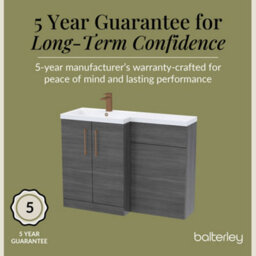 Balterley Left-Hand Bathroom Vanity And Wc Unit Combination With Basin - 1100mm - Woodgrain Anthracite With Brushed Bronze Handles - thumbnail 6