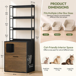 Yaheetech Pet Side Table With Cat Litter Box Cabinet, Multi-Functional Cat Furniture, Black/walnut - thumbnail 3