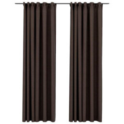 Berkfield Premium Linen-Look Blackout Curtains With Hooks 2 Pcs Taupe 140X245 Cm