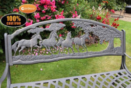 Gardeco 100% Cast Iron Bench With Horses And Tree - thumbnail 3
