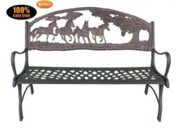 Gardeco 100% Cast Iron Bench With Horses And Tree - thumbnail 2