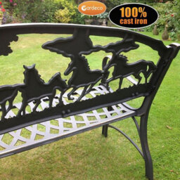 Gardeco 100% Cast Iron Bench With Horses And Tree - thumbnail 6