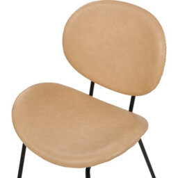 Beliani Set Of 2 Armless Dining Chairs Sand Beige Faux Pu Leather Black Iron Legs Contemporary - thumbnail 7