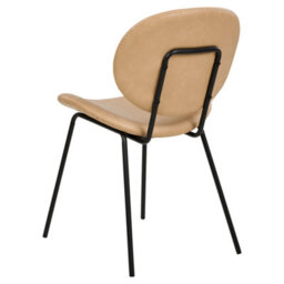 Beliani Set Of 2 Armless Dining Chairs Sand Beige Faux Pu Leather Black Iron Legs Contemporary - thumbnail 6