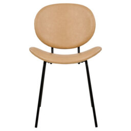 Beliani Set Of 2 Armless Dining Chairs Sand Beige Faux Pu Leather Black Iron Legs Contemporary - thumbnail 1