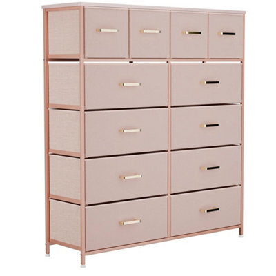 12 Drawer Pink Tall Chests Of Drawers Storage Cabinet Bedroom Organiser - image 1