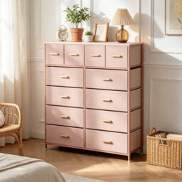 12 Drawer Pink Tall Chests Of Drawers Storage Cabinet Bedroom Organiser - thumbnail 5