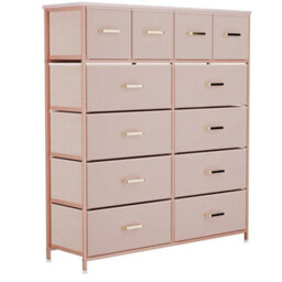 12 Drawer Pink Tall Chests Of Drawers Storage Cabinet Bedroom Organiser - thumbnail 1