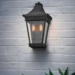 Luminosa Lighting Elstead Hinkley Chapel Hill Outdoor Wall Lantern Traditional Museum Black Ip44 2X E14 - thumbnail 4