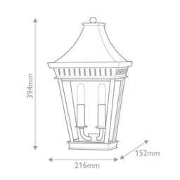 Luminosa Lighting Elstead Hinkley Chapel Hill Outdoor Wall Lantern Traditional Museum Black Ip44 2X E14 - thumbnail 3
