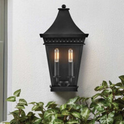 Luminosa Lighting Elstead Hinkley Chapel Hill Outdoor Wall Lantern Traditional Museum Black Ip44 2X E14 - thumbnail 2