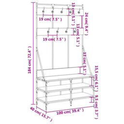 Walplus Clothes Rack With Shoe Storage Brown Oak 100X40X184 Cm - thumbnail 9