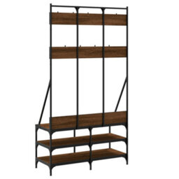 Walplus Clothes Rack With Shoe Storage Brown Oak 100X40X184 Cm - thumbnail 6