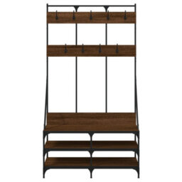 Walplus Clothes Rack With Shoe Storage Brown Oak 100X40X184 Cm - thumbnail 4
