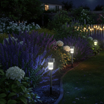 Carbeth Plants Stainless Steel Solar Lights - 5 Set - Outdoor Path & Border Lighting - image 1