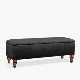 Lisbon Plain 150Cm Ottoman Storage Bench - Plush Velvet Shoe Bench - Black Upholstery Footstool With Storage - thumbnail 3