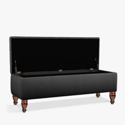 Lisbon Plain 150Cm Ottoman Storage Bench - Plush Velvet Shoe Bench - Black Upholstery Footstool With Storage - thumbnail 2