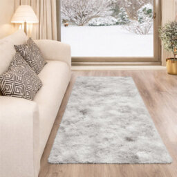Aspire Homeware Non-Slip Tie Dye Light Grey Shaggy Rug Soft Fluffy, Floor And Kitchen Rug, (L)110Cm X (W)60Cm - thumbnail 6