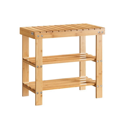 Sobuy Fsr02-K-N, 2 Tiers Bamboo Shoe Rack Shoe Bench, Bathroom Shelf, W50Xd29Xh45 - image 1