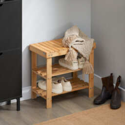 Sobuy Fsr02-K-N, 2 Tiers Bamboo Shoe Rack Shoe Bench, Bathroom Shelf, W50Xd29Xh45 - thumbnail 9