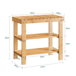 Sobuy Fsr02-K-N, 2 Tiers Bamboo Shoe Rack Shoe Bench, Bathroom Shelf, W50Xd29Xh45 - thumbnail 3