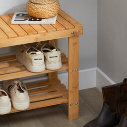 Sobuy Fsr02-K-N, 2 Tiers Bamboo Shoe Rack Shoe Bench, Bathroom Shelf, W50Xd29Xh45 - thumbnail 5