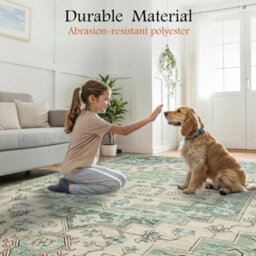 Bedlooms Ember Cashmere Rug 160X230Cm, Tribal Geometric Medallion, Anti Slip, Stain Resistant, Bed & Dining Room Carpet - thumbnail 5